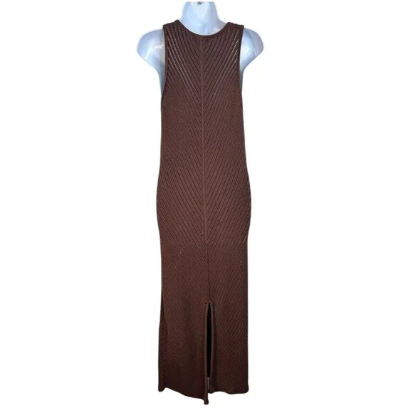 DISSH Bloom Chocolate Crochet Maxi Dress Knit Fitted Sleeveless Brown Large  - www.disolcolor.com